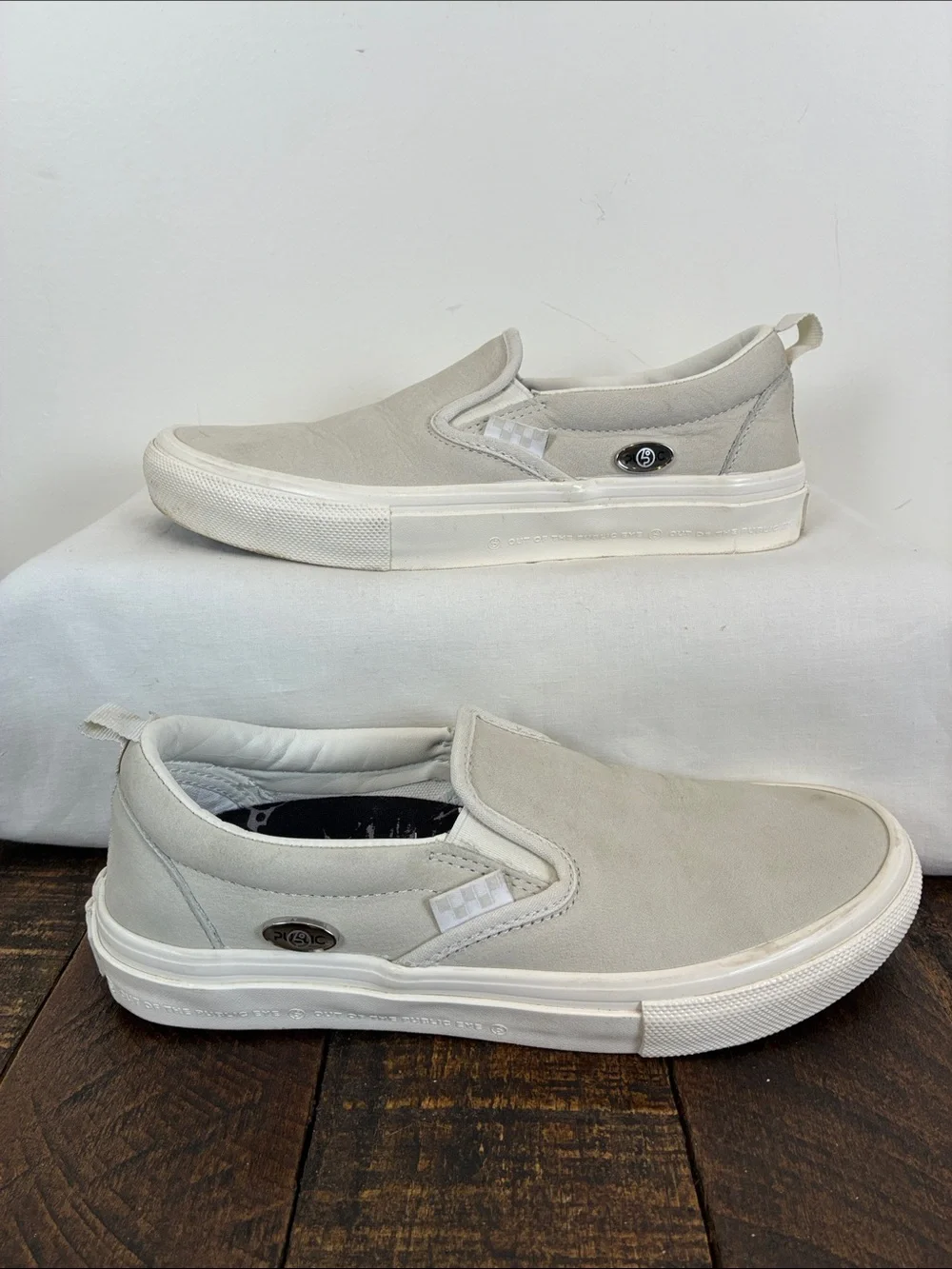 Vans x Public Men's 5.5 Slip-On Suede Sneakers Light Gray Skate